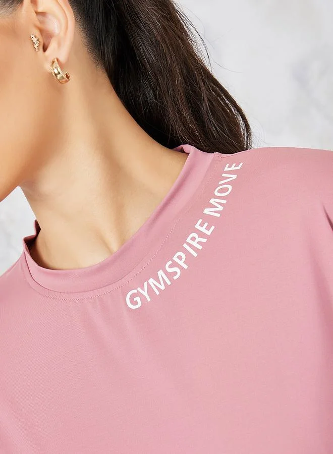 Styli Gymspire Edition - Label Neck Text Extreme Drop Shoulder Top