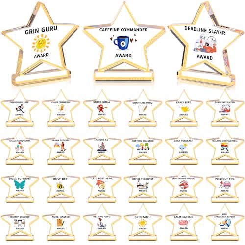 Cinnvoice 25 Pcs Funny Employee Appreciation Awards Gifts Bulk Clear Small Acrylic Thank You Trophies Reward Motivational Team Gifts for Office Coworker Staff RecognitionStar - Image 1