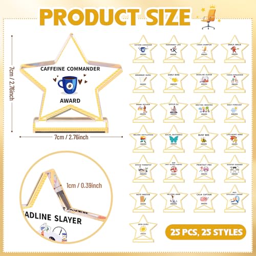 Cinnvoice 25 Pcs Funny Employee Appreciation Awards Gifts Bulk Clear Small Acrylic Thank You Trophies Reward Motivational Team Gifts for Office Coworker Staff RecognitionStar - Image 3