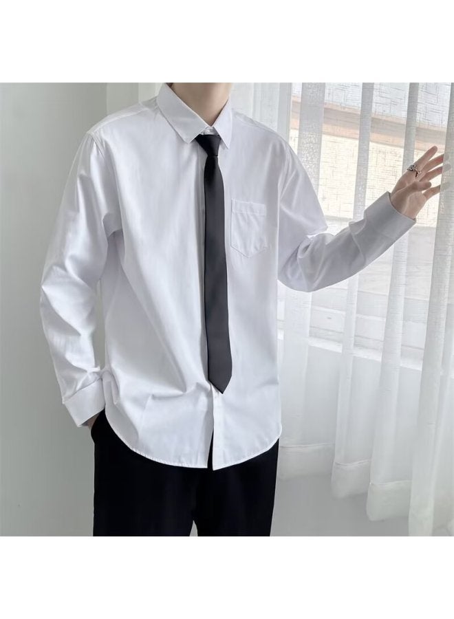 Hong Kong Style No-iron Shirt Long-sleeved Men's Spring New Loose And Versatile Casual Dk Uniform Bottoming Shirt Spring