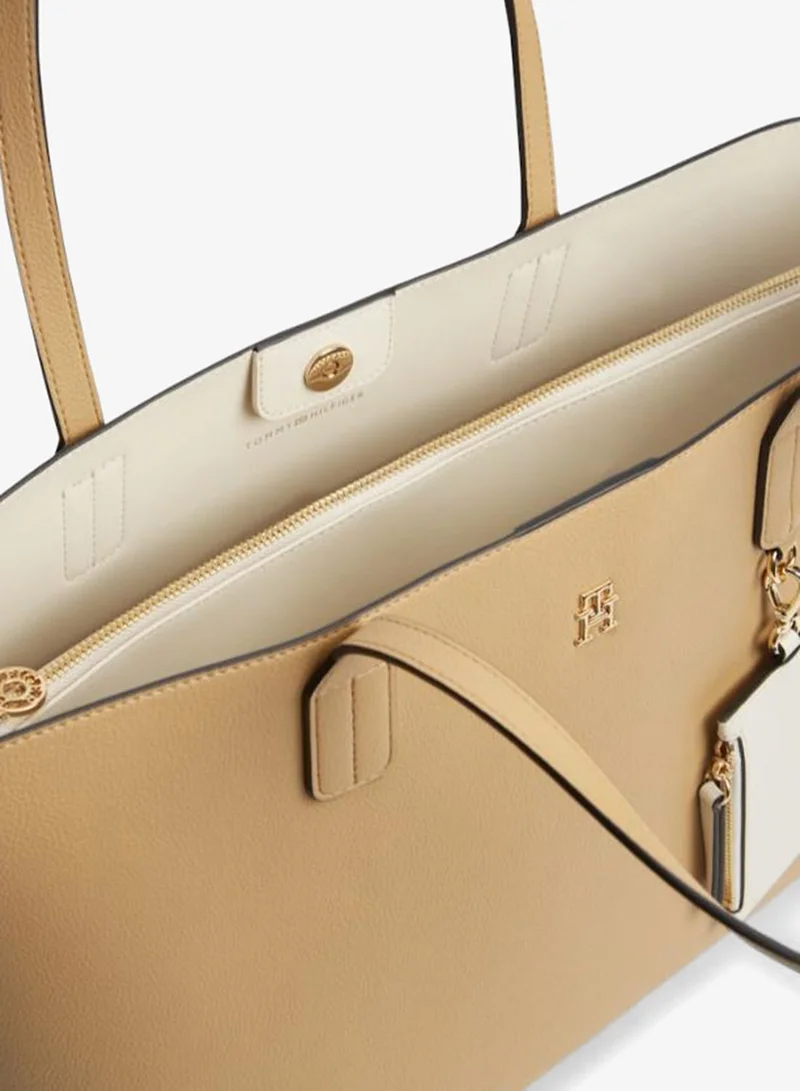Tommy Hilfiger Classic Khaki Icon Monogram Tote Bag for Women | Best Price UAE