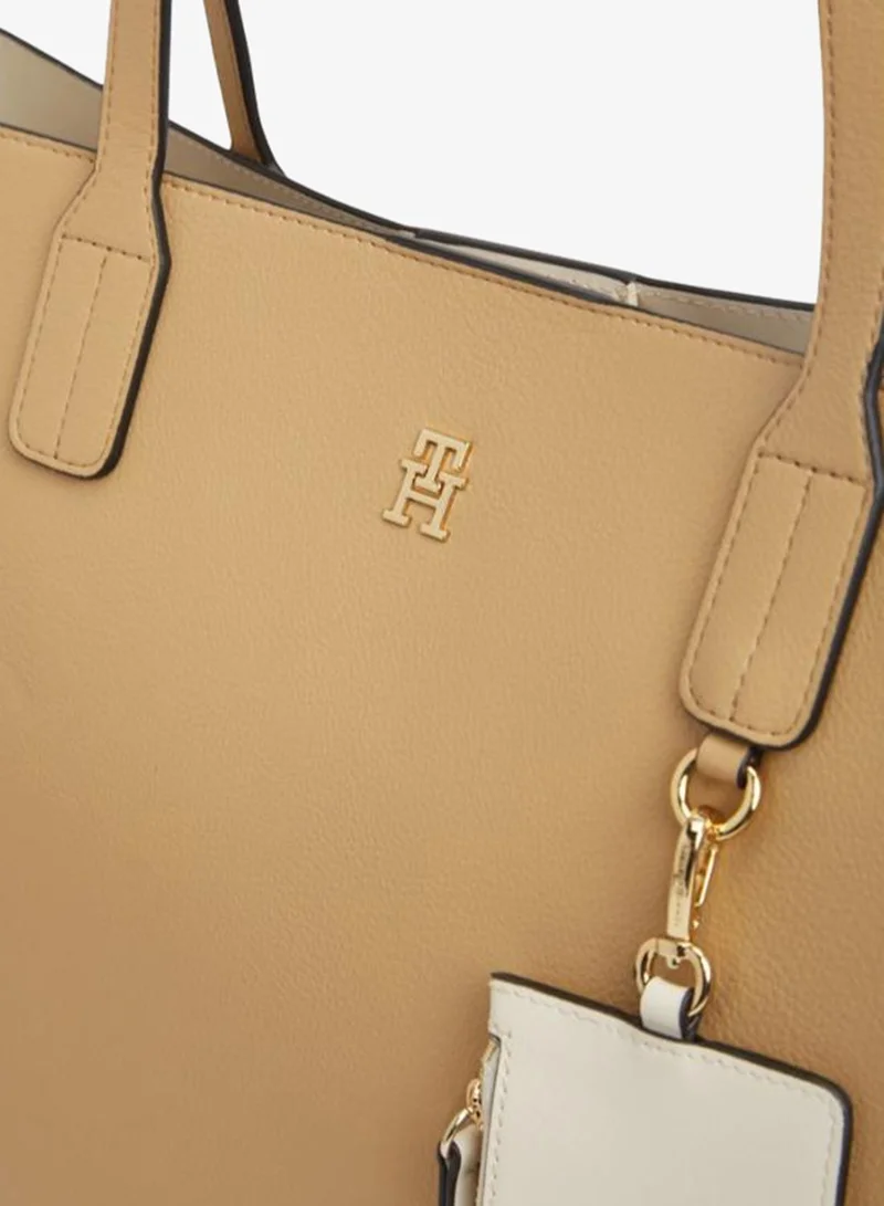 Tommy Hilfiger Classic Khaki Icon Monogram Tote Bag for Women | Best Price UAE