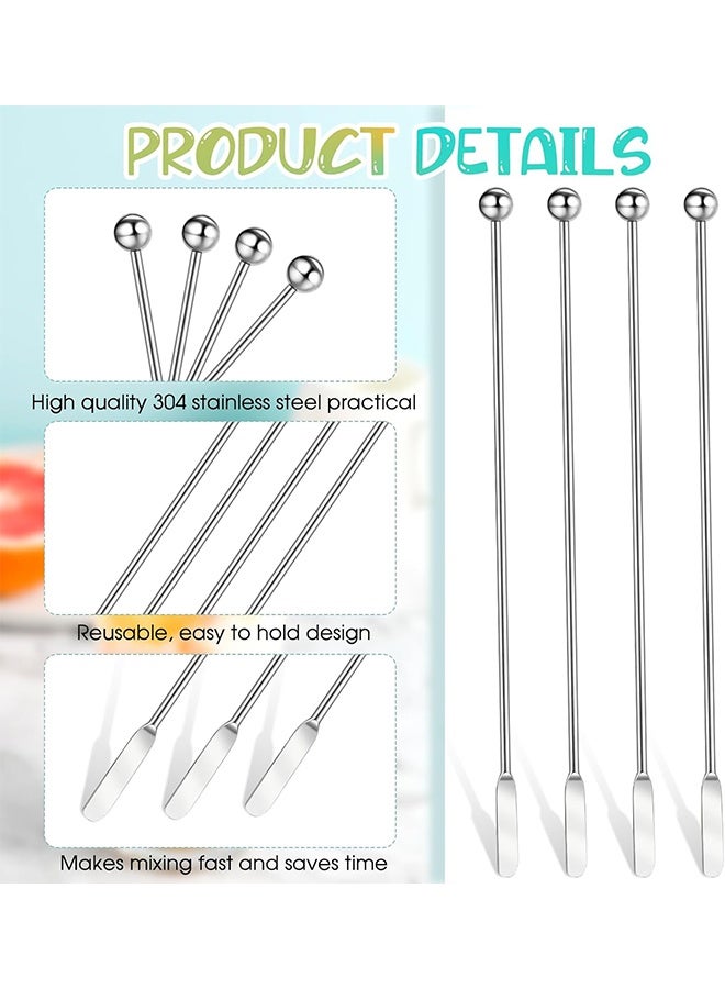 MXN 6 Pcs Stainless Steel Coffee Stirrers with Small Rectangular Paddles, Reusable Beverage Swizzle Metal Stick, for Coffee Chocolate Milk  - Image 3