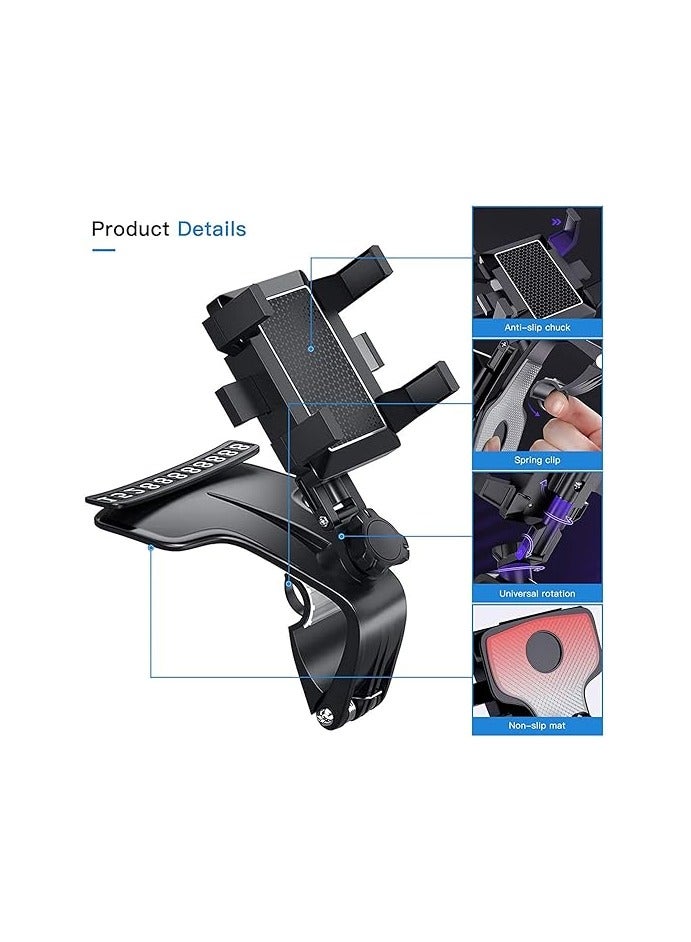 General Dashboard Phone Holder for Car Clip On Car Mount 1200 Degree Rotation Adjustable Automobile Cradle Suitable for Smartphone 3 to 7 inch  - Image 4