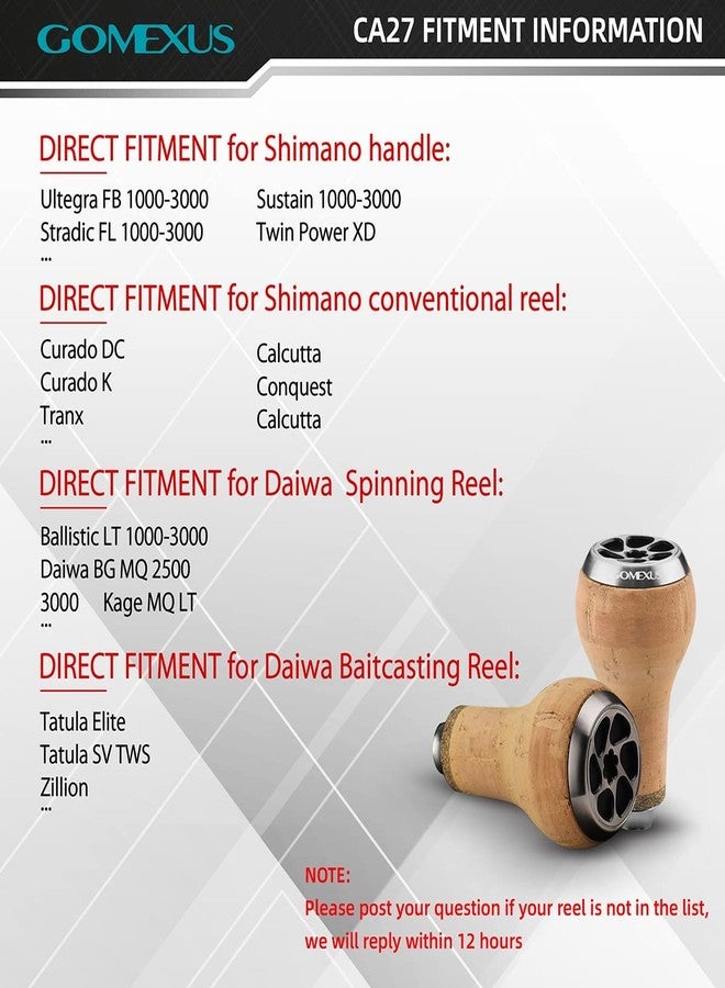 GOMEXUS Power Knob Compatible for Shimano Stradic Tranx Curado SLX Daiwa Tatula Fuego Spinning Baitcasting Reel 27mm Cork - Image 3