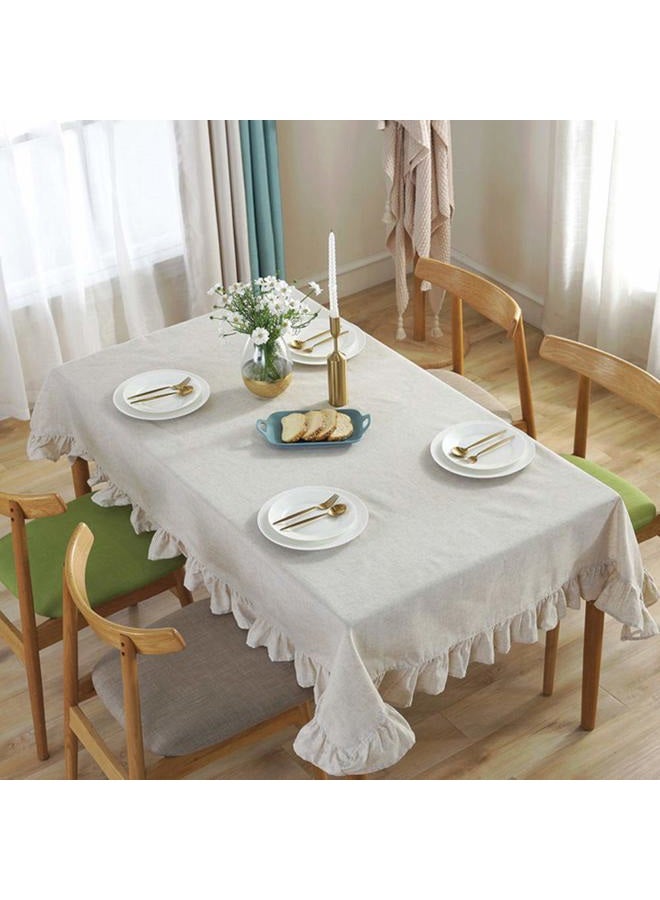 AMZALI Cotton Linen Tablecloth Flounces Fabric Dust-Proof Table Cover for Kitchen Dinner Picnic Table Cloth Tabletop Buffet Home Decoration (Rectangle/Oblong, 55 x 102 Inch, Linen) - Image 5