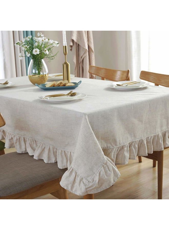 AMZALI Cotton Linen Tablecloth Flounces Fabric Dust-Proof Table Cover for Kitchen Dinner Picnic Table Cloth Tabletop Buffet Home Decoration (Rectangle/Oblong, 55 x 102 Inch, Linen) - Image 2