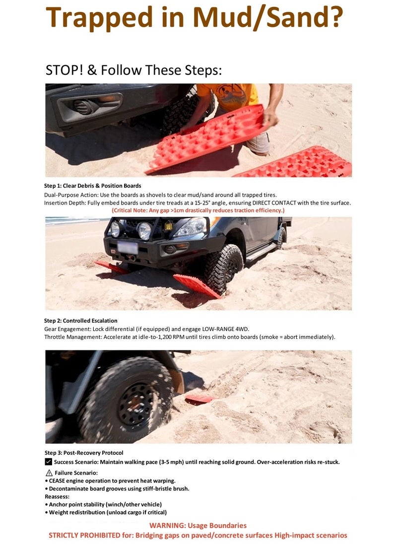 Soofam 2PCS Off-Road Recovery Boards, Off-Road Traction Boards, Recovery Tracks Mat, Tire Traction Pads Tire Ladder for 4WD Jeep Truck, Mud, Snow, Sand  - Image 4