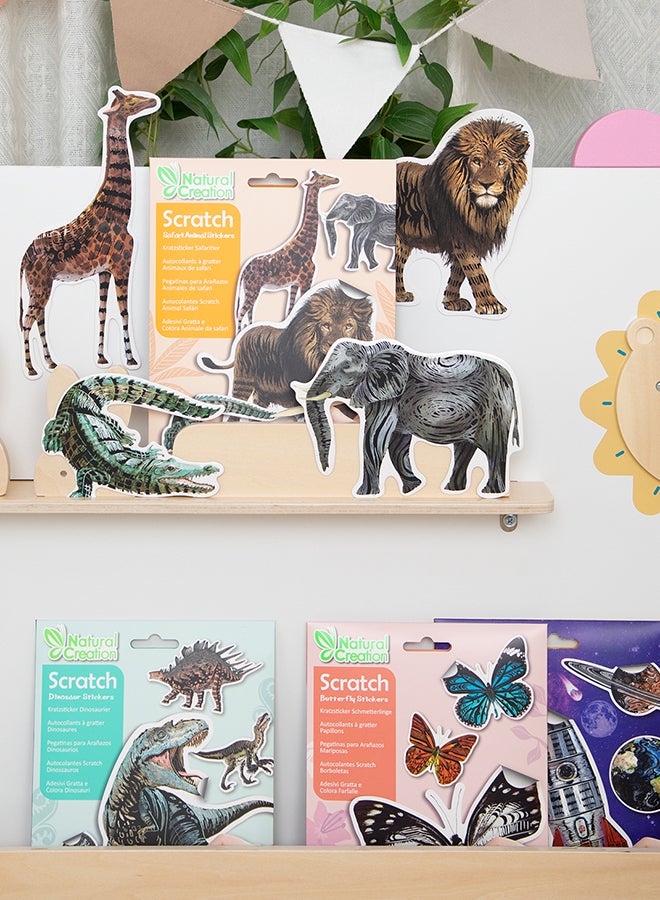 Avenir Natural Creation Scratch Safari Animals Stickers – Lion, Elephant, Giraffe, Crocodile | Creative Scratch Art Sticker Kit for Kids | Educational Animal Fun - Image 5