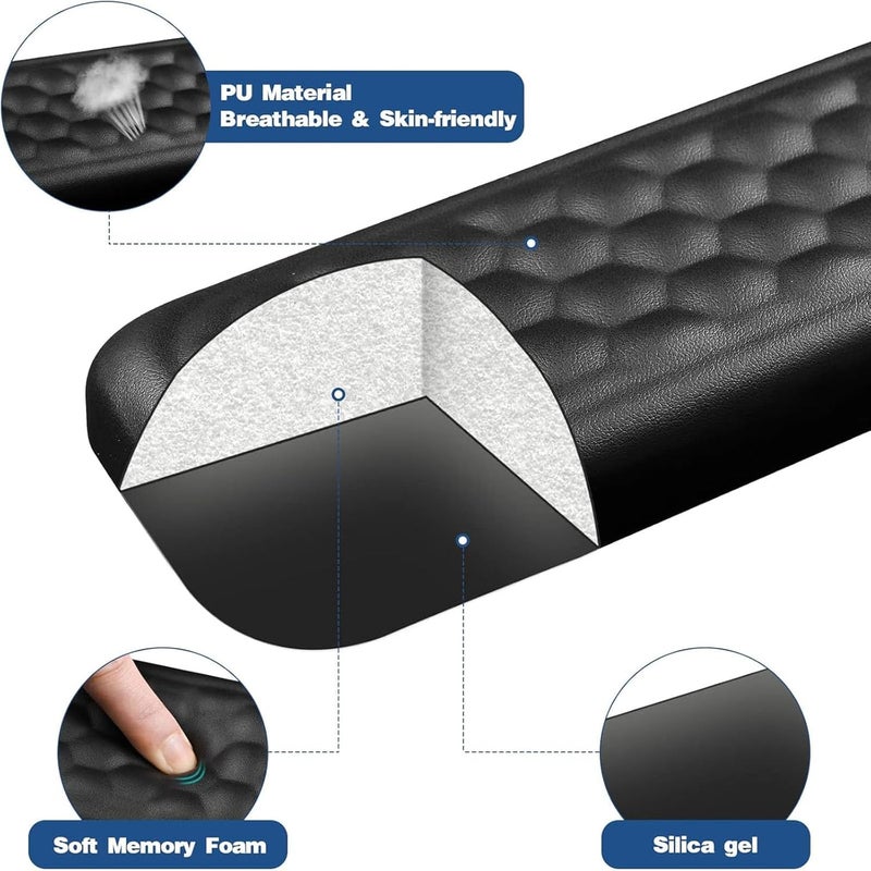 لينجي مسند معصم لوحة المفاتيح، مجموعة وسادة مسند المعصم، وسادة معصم من إسفنج الذاكرة، وسادة ماوس ومسند معصم لوحة المفاتيح مع قاعدة من البولي يوريثان غير قابلة للانزلاق، للكمبيوتر والكمبيوتر المحمول والعمل المكتبي وألعاب الكمبيوتر الشخصي وتخفيف آلام المعصم. - Image 2