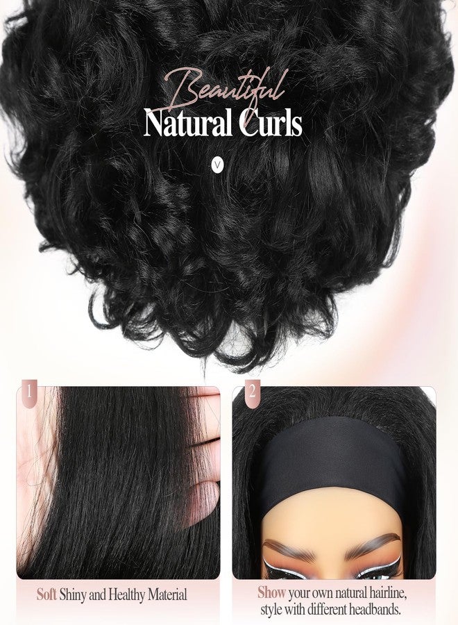 Quantum Love Yaki Curly Headband Wigs for Black Women Kinky Straight Black Headband Curly Ends 26inch Synthetic Wear and Go Glueless half Wig with Headbands Attached - Image 5