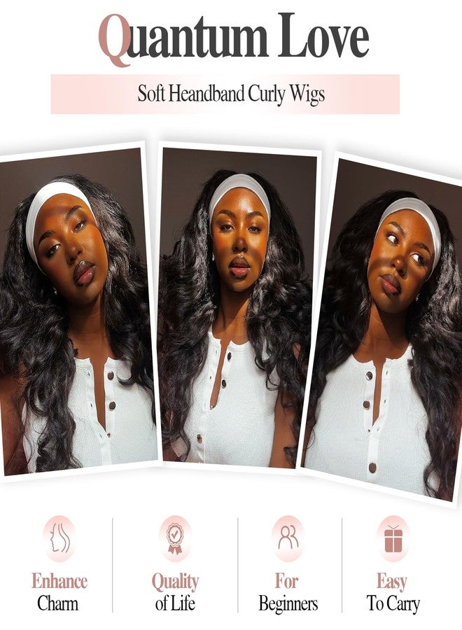 Quantum Love Yaki Curly Headband Wigs for Black Women Kinky Straight Black Headband Curly Ends 26inch Synthetic Wear and Go Glueless half Wig with Headbands Attached - Image 3