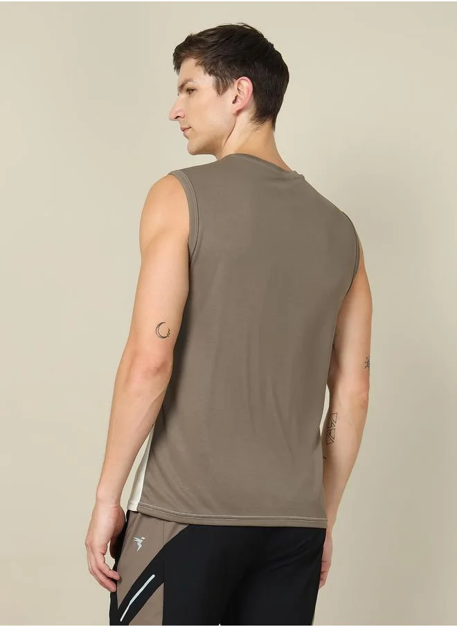 Technosport V Neck Printed Sleeveless Tank by Styli