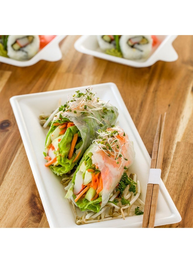 Restaurantware أطباق باجاس مستطيلة من بلب تيك، 100 طبق سلطة مقاوم للدهون - الأغطية تباع بشكل منفصل، قابلة للاستخدام في الميكروويف، أطباق باجاس بيضاء، حافة معززة، متينة، للسلطات أو أكثر - Image 3