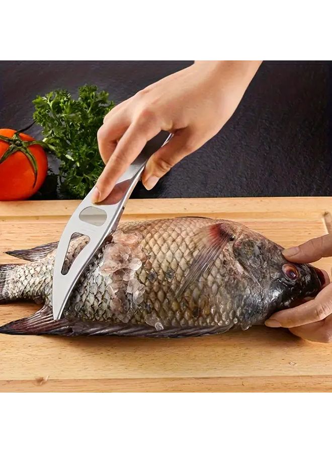 1Pc 2 In 1 Heavy Duty Stainless Steel Fish Scale Remover And Bottle Opener Ergonomic Handle Serrated Edges For Kitchen - Image 2