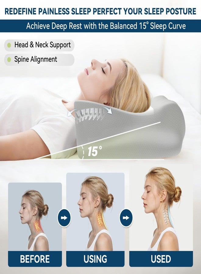 ABLEGRID Memory Foam Cervical Neck Support Pillow,Contour Cooling Gel Pillow for Neck Shoulder Pain Relief,Odorless Ergonomic Orthopedic Adjustable Deep Sleep Bed Pillow for Side,Back,Stomach Sleepers - Image 5