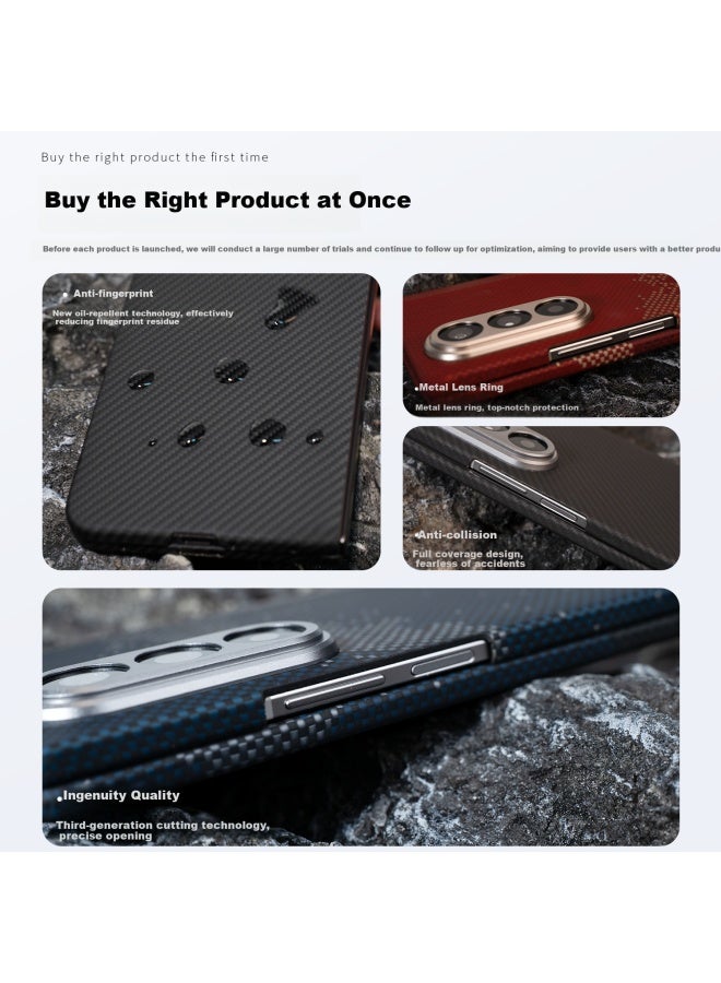 Conga Kevlar Aramid Fiber Protective Case For Samsung Z Fold7/w26, Full Coverage Ultra-thin Hard Shell, Shockproof Heat Dissipation Black Premium Set