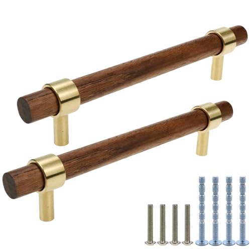 Tsnamay Drawer 669170mm Pulls Brass Walnut Kitchen Wardrobe Cabinet Hardware Pull Handle with Screw30Pcs - Image 1