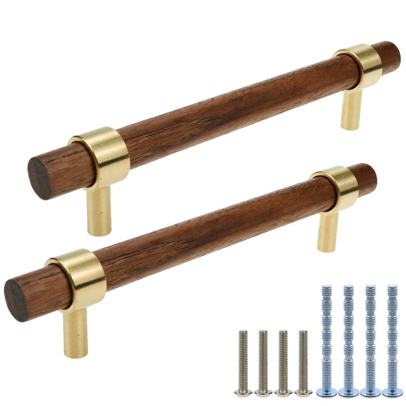 Tsnamay Drawer 669170mm Pulls Brass Walnut Kitchen Wardrobe Cabinet Hardware Pull Handle with Screw30Pcs - Image 2