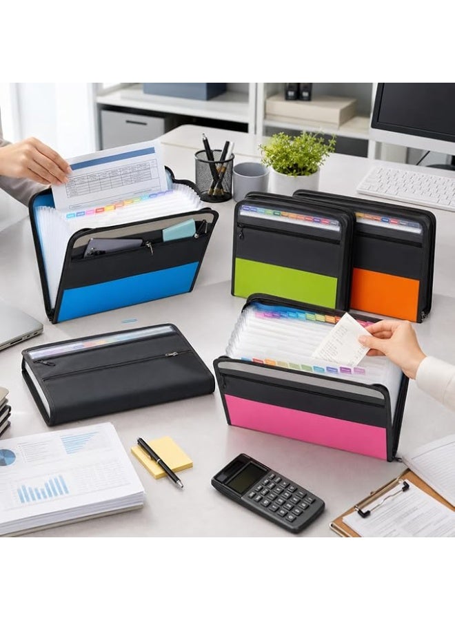 13 Pocket Expanding File Folder A4 – Zipper Document Organizer with Color Tabs & Front Pocket - Image 4