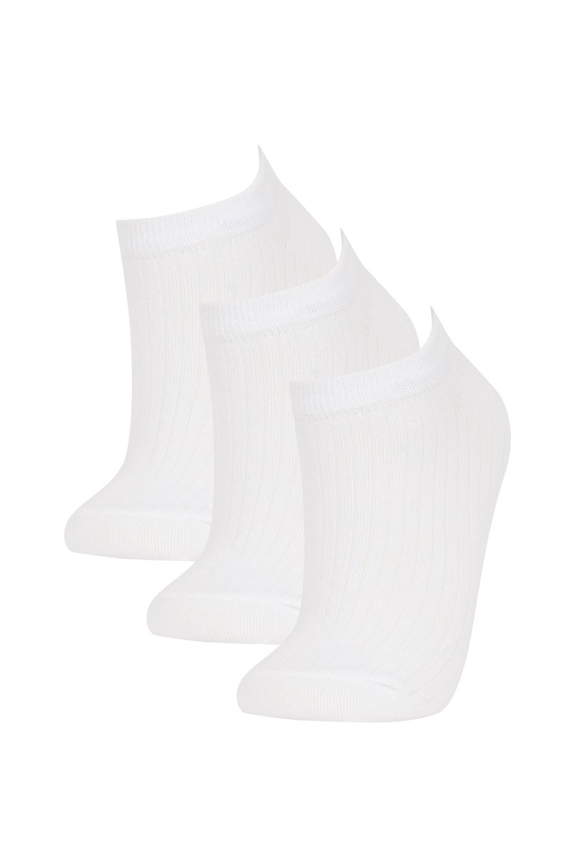 DeFacto White Woman Women 3 Pack Cotton Booties Socks Casual - Image 1