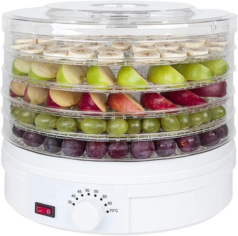 Vruta Vruta Electric Food Dehydrator Stackable Trays Adjustable Thermostat Advanced Air Flow System Great for Healthy Snacks Fruit Vegetables Meat Fish Jerky Maker White  - Image 1