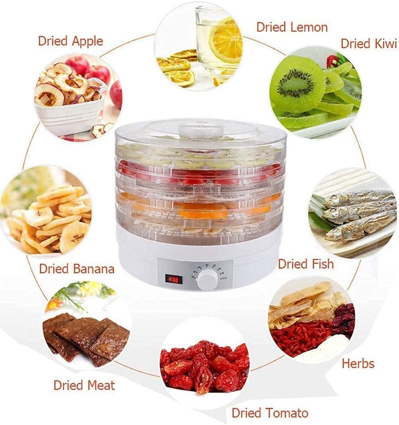 Vruta Vruta Electric Food Dehydrator Stackable Trays Adjustable Thermostat Advanced Air Flow System Great for Healthy Snacks Fruit Vegetables Meat Fish Jerky Maker White  - Image 3