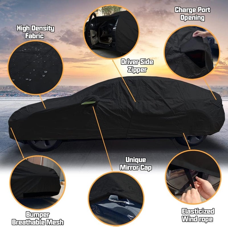 ROCCS Tesla Model 3 Car Cover - All Weather UV Protection, Waterproof with Zipper Charging Port (2017-2023) - Image 2