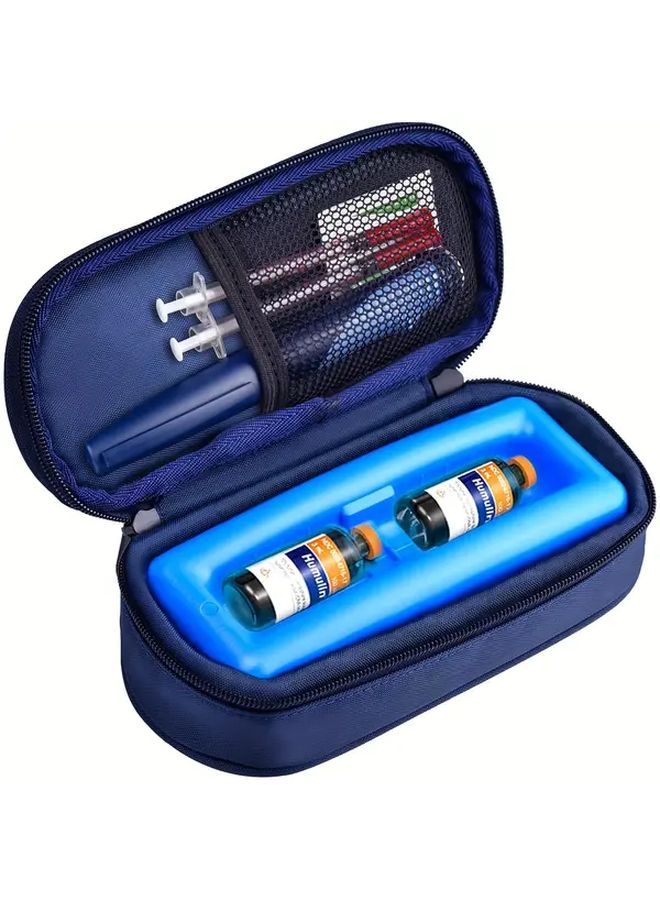 Blue Portable Insulin Cooler Case With Ice Brick 6 8hr Cooling 10hr Warmth Travel Bag - Image 2