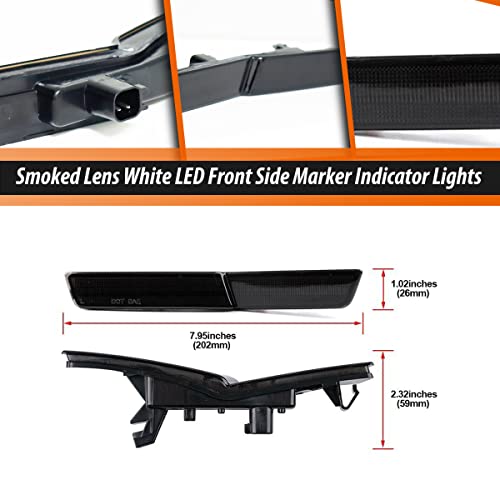 ADIIL LED Side Marker Lights Replacement for 2018-22 Dodge Challenger SRT Widebody RT White LED Front Fender OEM Fit Sidemarker Lamps Kit Smoked Lens - Image 3