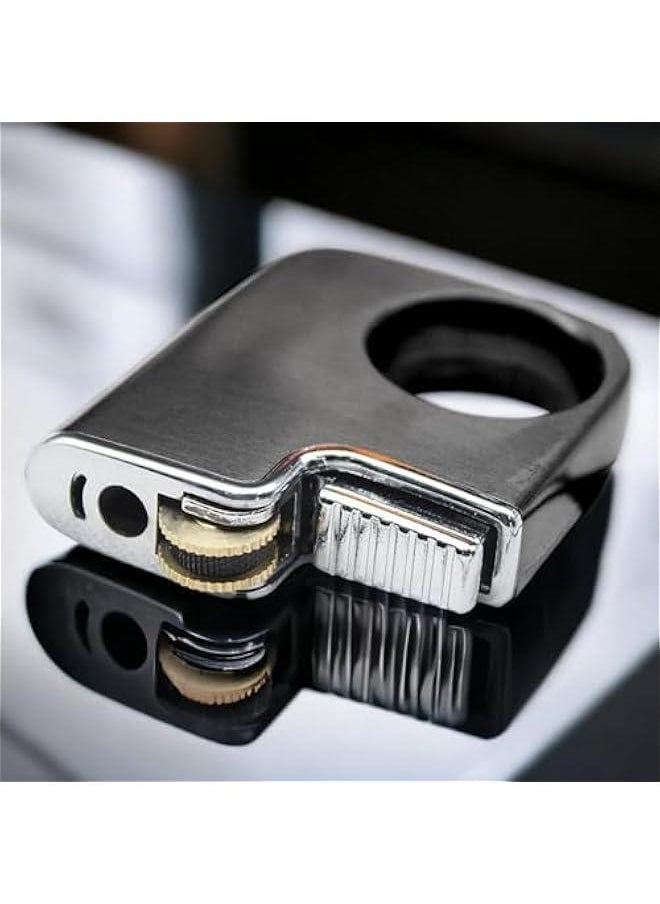 Generic - Creative Ring Buckle Lighter, Metal Grinding Wheel Lighter, Retro Open Flame, Keychain Pendant, Refillable Butane Flame Lighter, for Men (Gas Not Included) Black - Image 1