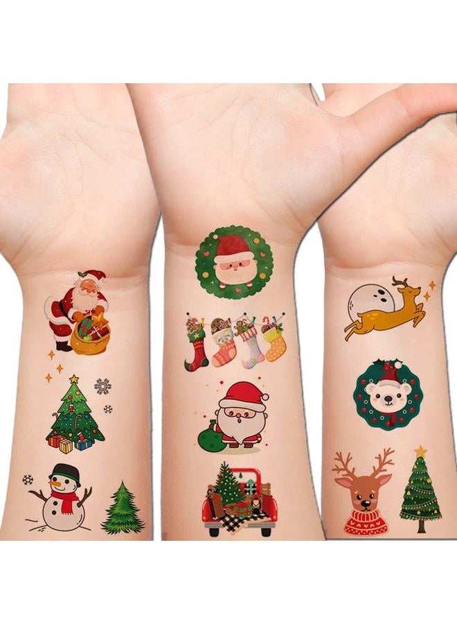 Hohamn Glitter Christmas Temporary Tattoos for Kids, 12 Sheets Glitter Christmas Holiday Tattoos for Boys Girls Xmas Party Gifts Crafts Decoration - Image 1