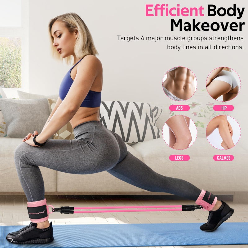 RENRANRING Ankle Resistance Bands with Cuffs, Ankle Bands for Working Out, Ankle Resistance Band for Legs and Glutes Workout Equipment, Butt Exercise Equipment for Women - Image 5