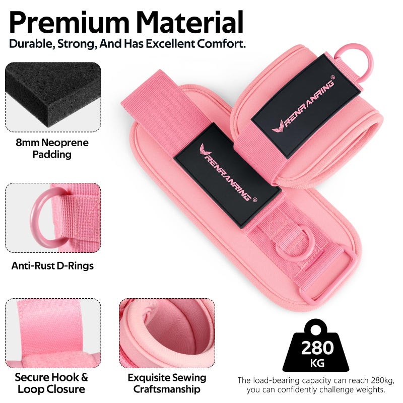 RENRANRING Ankle Resistance Bands with Cuffs, Ankle Bands for Working Out, Ankle Resistance Band for Legs and Glutes Workout Equipment, Butt Exercise Equipment for Women - Image 2