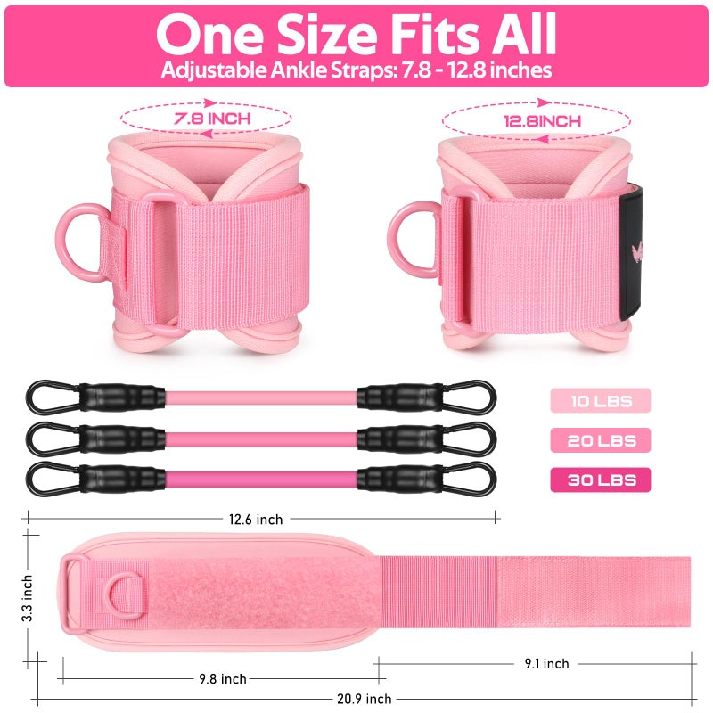 RENRANRING Ankle Resistance Bands with Cuffs, Ankle Bands for Working Out, Ankle Resistance Band for Legs and Glutes Workout Equipment, Butt Exercise Equipment for Women - Image 3