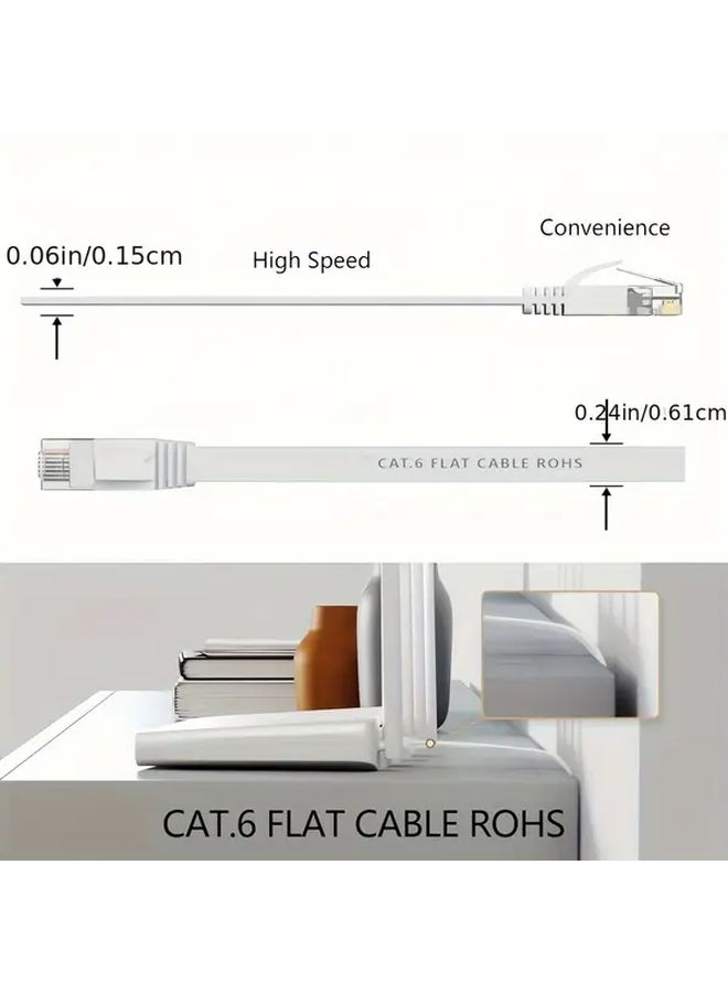 Cat6 Ethernet Cable 49FT White Flat Shielded Snagless RJ45 10Gbps Home Office Network - Image 4