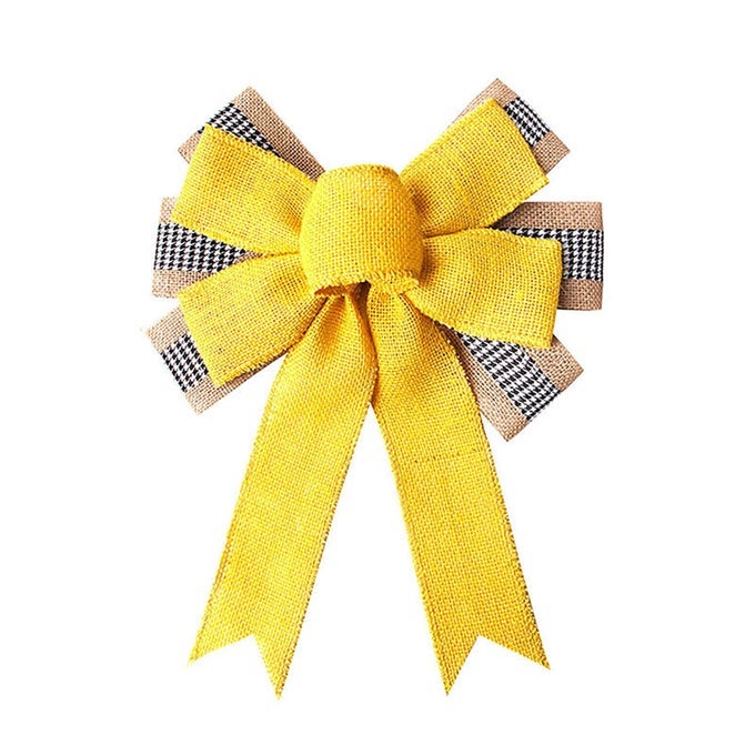 LARGE BURLAP YELLOW WREATH BOW TREE TOPPER FOR INDOOR OUTDOOR SPRING SUMMER PARTY DECORATIONS