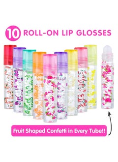 Expressions Expressions 10pc Roll On Lip Gloss Set with Carrying Case, 10-Pack Glossy Lip Makeup - Assorted Fruity Flavors, Non Toxic, Kid Friendly, Party Gift, Best Friends  - Image 2