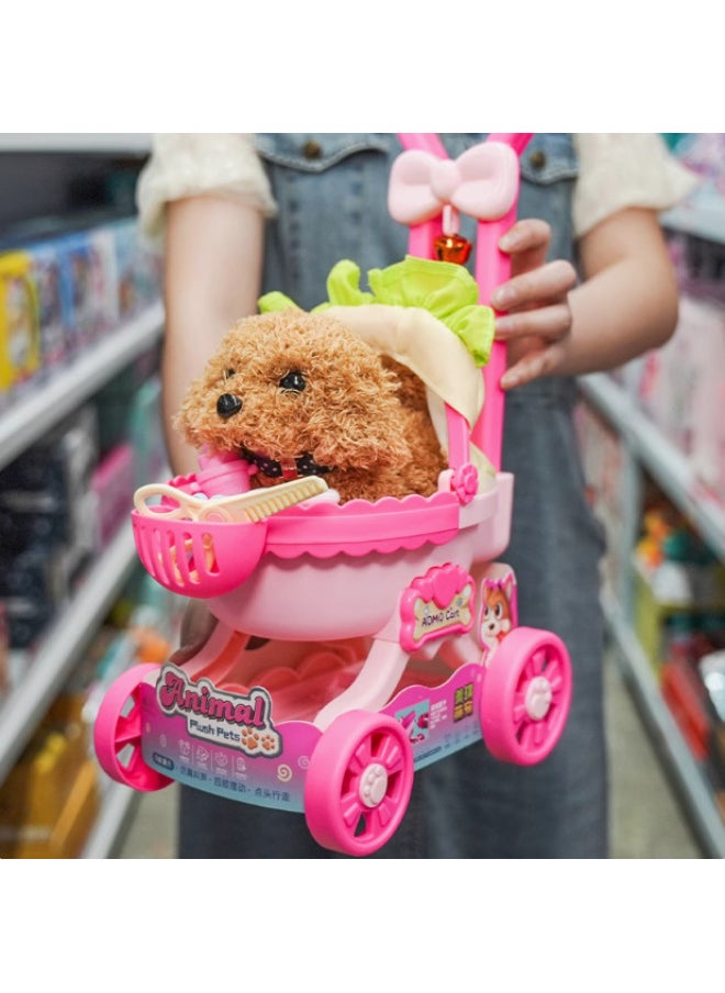 Super Sheng Electric Children's Plush Rabbit Toy Calling Walking Puppy Kitten Trolley Box Cute Gift-Color:(brown Teddy) Puppy Cute Pet Trolley-Specifications:Battery Screwdriver  - Image 1