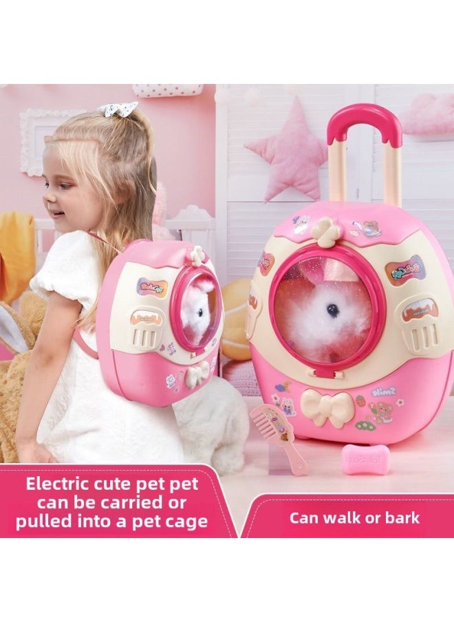 Super Sheng Electric Children's Plush Rabbit Toy Calling Walking Puppy Kitten Trolley Box Cute Gift-Color:(brown Teddy) Puppy Cute Pet Trolley-Specifications:Battery Screwdriver  - Image 2