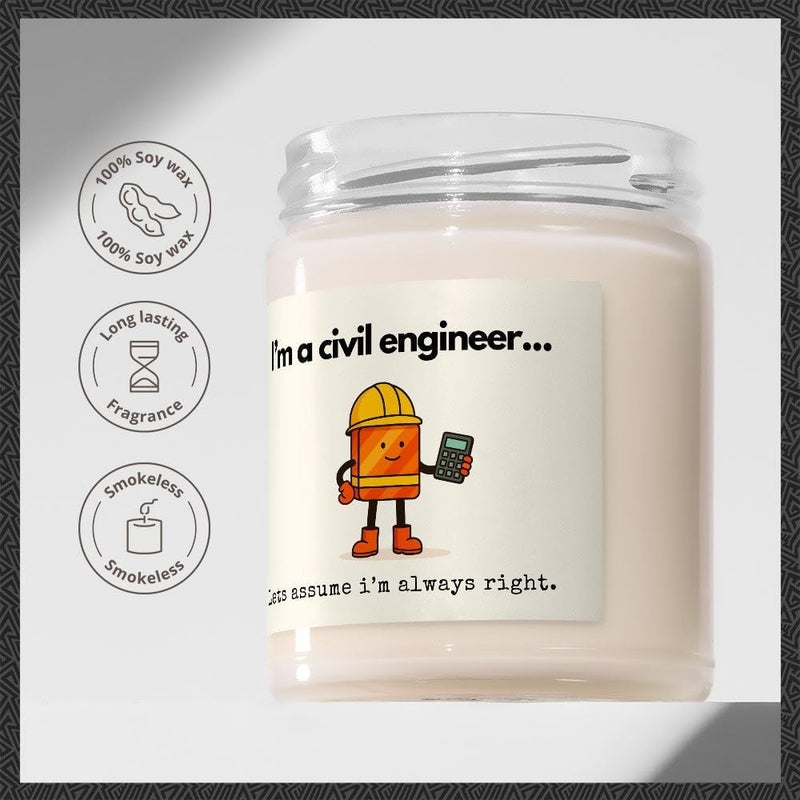 Makester Civil Engineer Gift - Luxury Soy Wax Candle - Vanilla, Jasmine, Sugared Almond - Makester - Image 2
