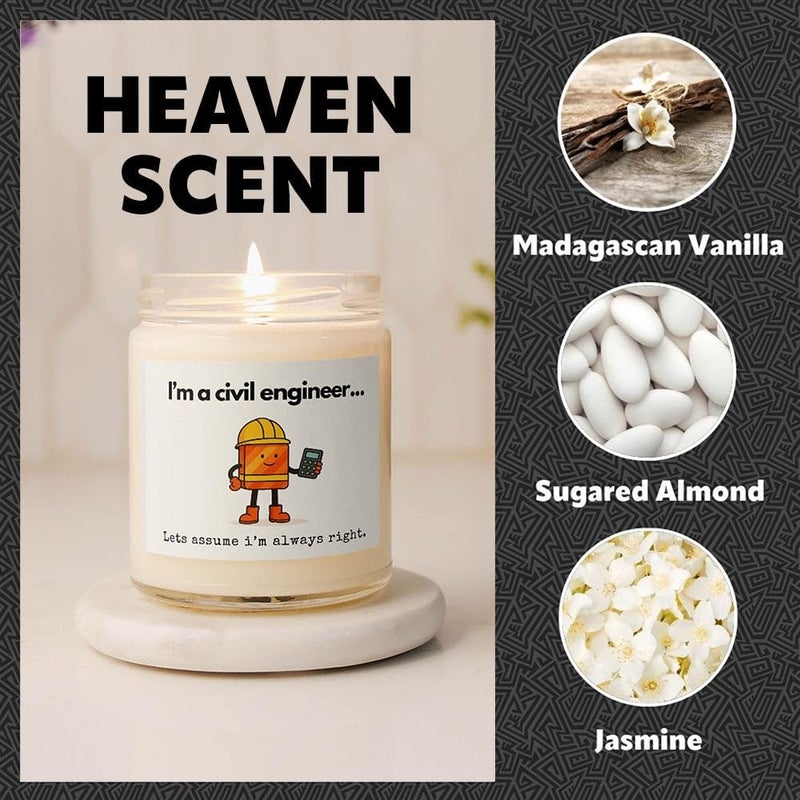 Makester Civil Engineer Gift - Luxury Soy Wax Candle - Vanilla, Jasmine, Sugared Almond - Makester - Image 4