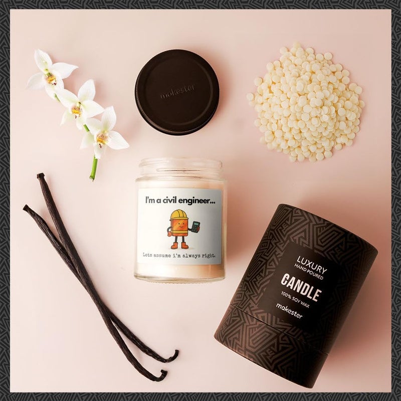 Makester Civil Engineer Gift - Luxury Soy Wax Candle - Vanilla, Jasmine, Sugared Almond - Makester - Image 5