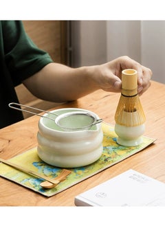 EZGOZ 7-Pieces Matcha Tea Set, Traditional Japanese Handmade Matcha Whisk Kit, Perfect for Tea Ceremony, Gift Giving, and Daily Relaxation-Green  - Image 3