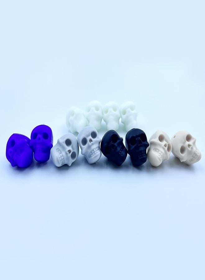 metulip 12Pcs Skull Beads Silicone Focal Beads Luminous Skeleton Head Beads Halloween Skull Spacer Beads for Crafts Making DIY Bracelets Necklaces Knitting Needle Stoppers - Image 5