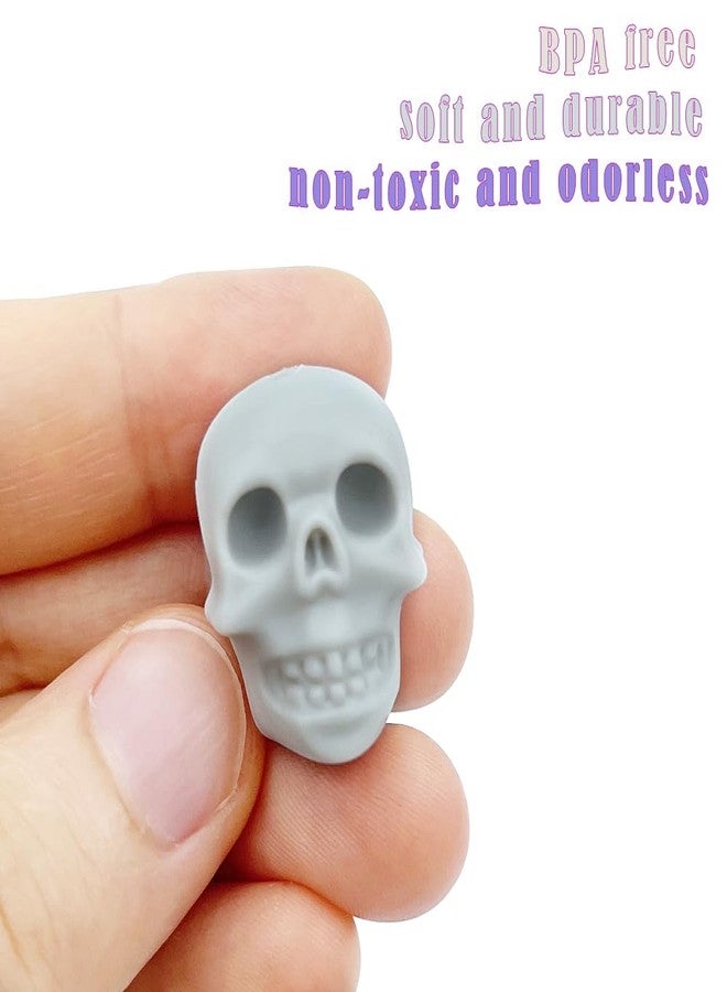 metulip 12Pcs Skull Beads Silicone Focal Beads Luminous Skeleton Head Beads Halloween Skull Spacer Beads for Crafts Making DIY Bracelets Necklaces Knitting Needle Stoppers - Image 2