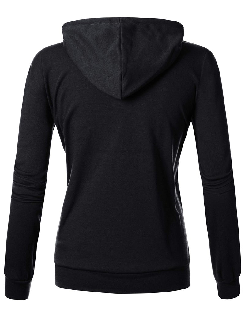 GIVON Women's Lightweight Zip Up Hoodie – Long Sleeve Thin Casual Hooded Jacket, Plus DCF200-BLACK-L - Image 3
