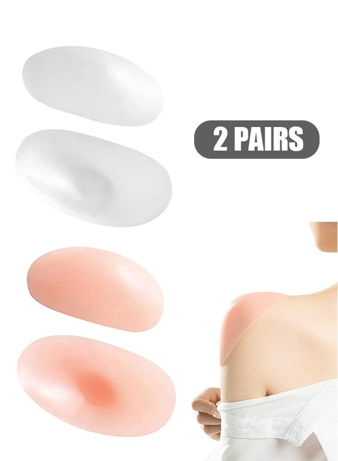 زوجان من وسادات الكتف المصنوعة من السيليكون الناعم غير القابل للانزلاق، وسادات دعامة غير مرئية ذاتية اللصق، معززة لعرض الجمال بزاوية قائمة للنساء والرجال (شفاف + لون) - Image 1
