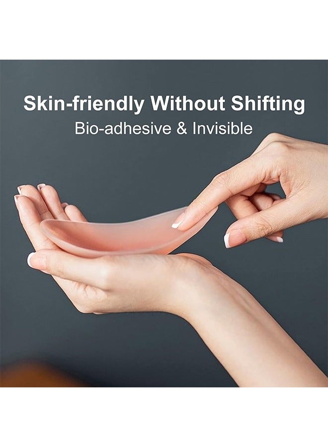 زوجان من وسادات الكتف المصنوعة من السيليكون الناعم غير القابل للانزلاق، وسادات دعامة غير مرئية ذاتية اللصق، معززة لعرض الجمال بزاوية قائمة للنساء والرجال (شفاف + لون) - Image 3