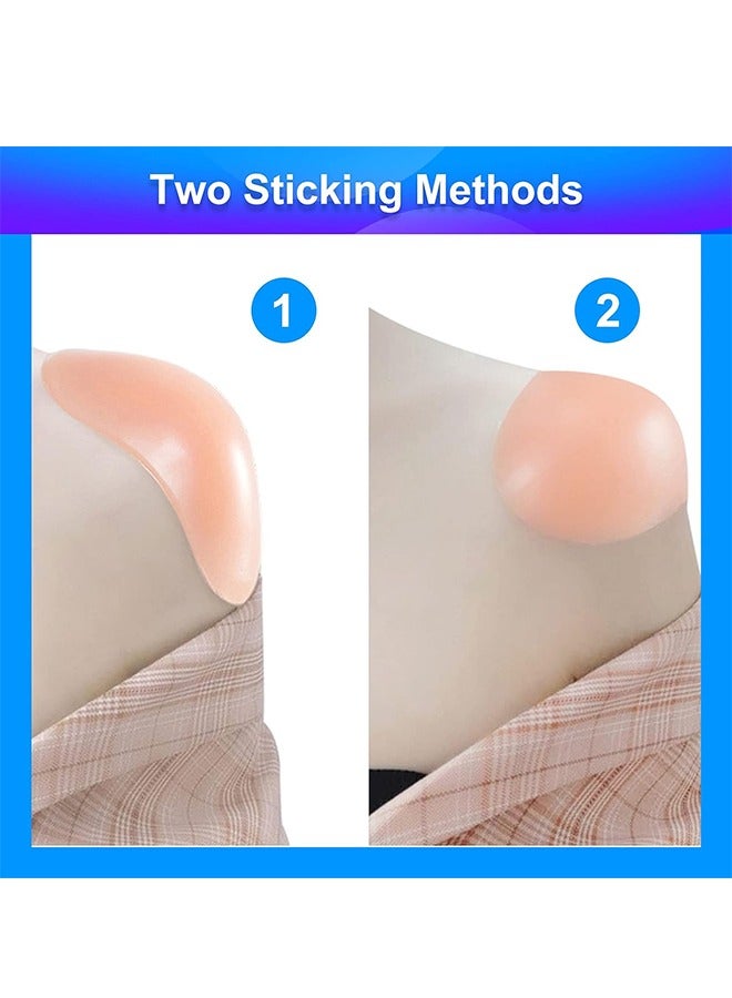 زوجان من وسادات الكتف المصنوعة من السيليكون الناعم غير القابل للانزلاق، وسادات دعامة غير مرئية ذاتية اللصق، معززة لعرض الجمال بزاوية قائمة للنساء والرجال (شفاف + لون) - Image 4